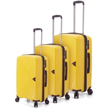 Juego de 3 maletas en polipropileno ligero, color amarillo