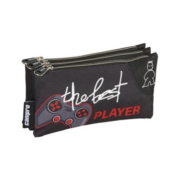 Portatodo Triple de Poliéster logo de Con Bordado y 3 Compartimos separados por cremalleras.