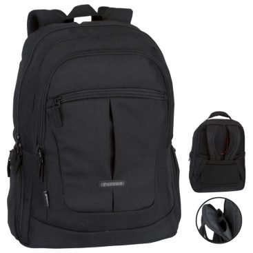 Mochila para laptop y tableta con múltiples compartimentos y tirantes acolchados.