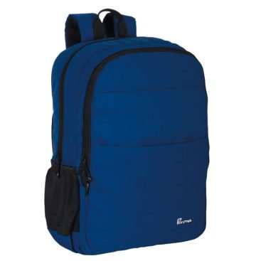 Mochila Junior Azul Marino logotipo Bordado, Cinta Adaptable A Carro Portamochilas y Gran Capacidad.