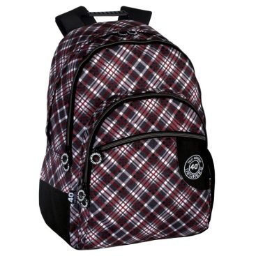 Mochila doble con adaptador oculto, correas acolchadas y espalda, correas reflectantes, múltiples compartimentos y bolsillos.