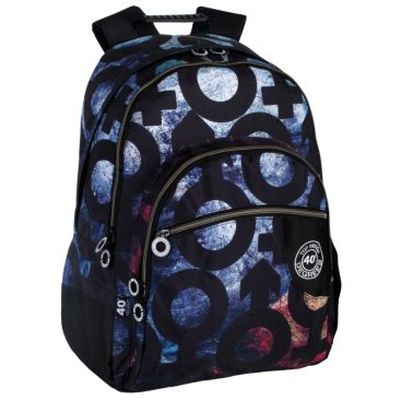 Mochila doble con adaptador oculto, correas acolchadas y espalda, correas reflectantes y compartimentos múltiples.